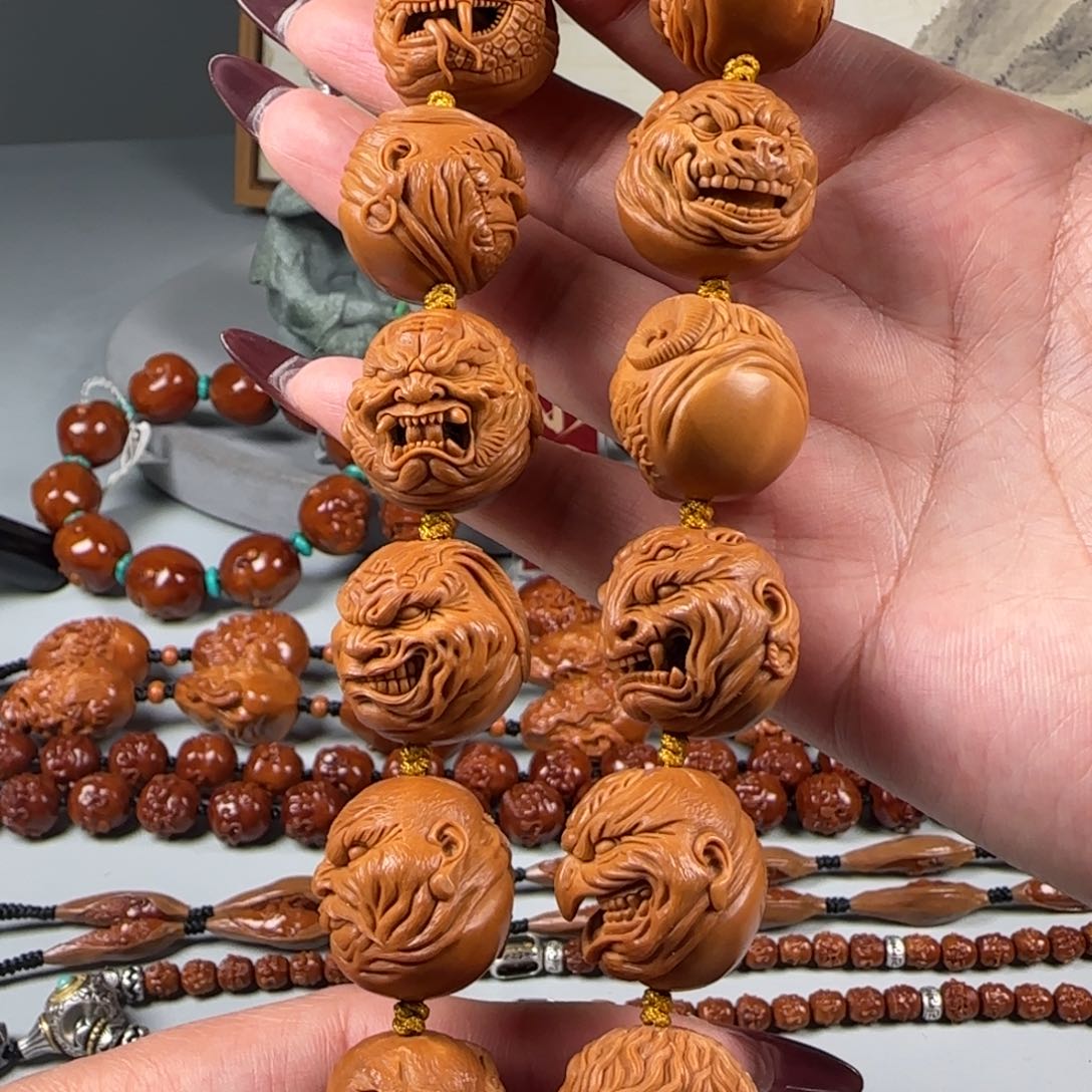 橄榄核手串/手链宽2.3梅林核十二生肖佛爷恶僧手持