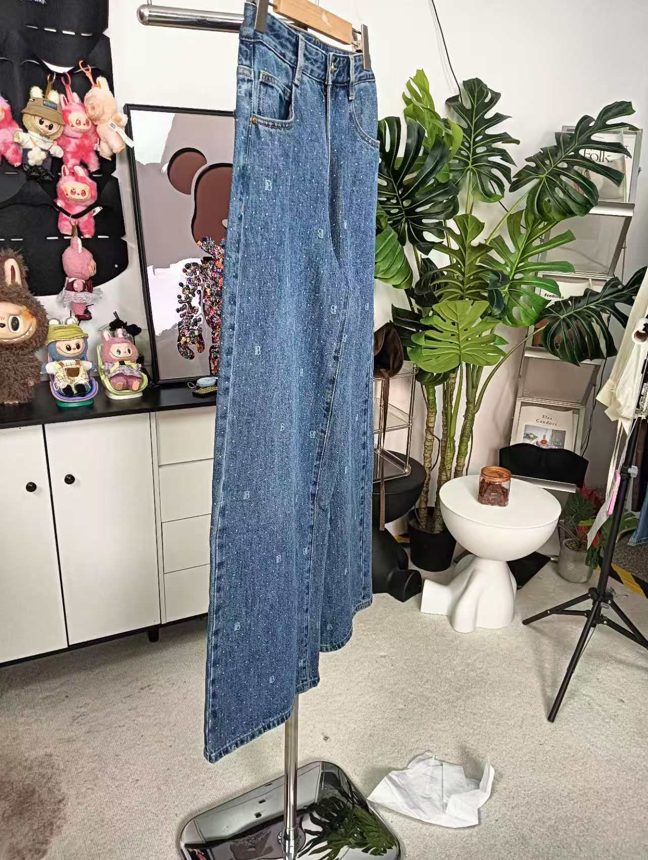 小香风大直筒牛仔裤4131