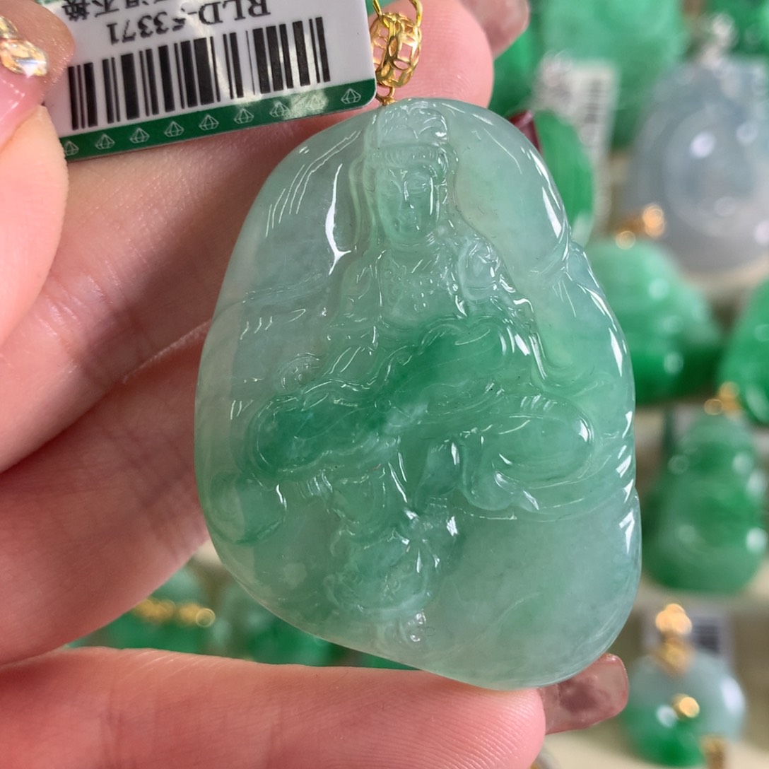 翡翠吊坠(不含链)18K金镶嵌