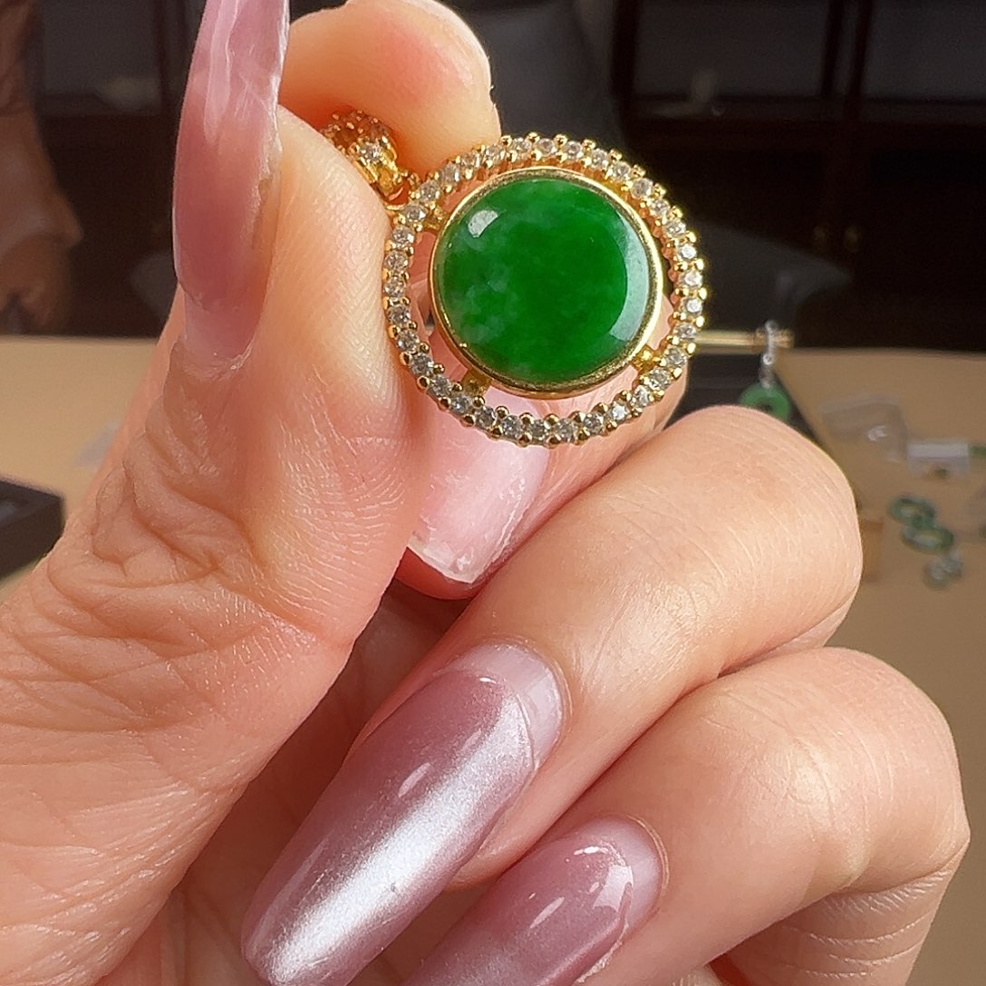 翡翠银S925镶嵌颈饰吊坠