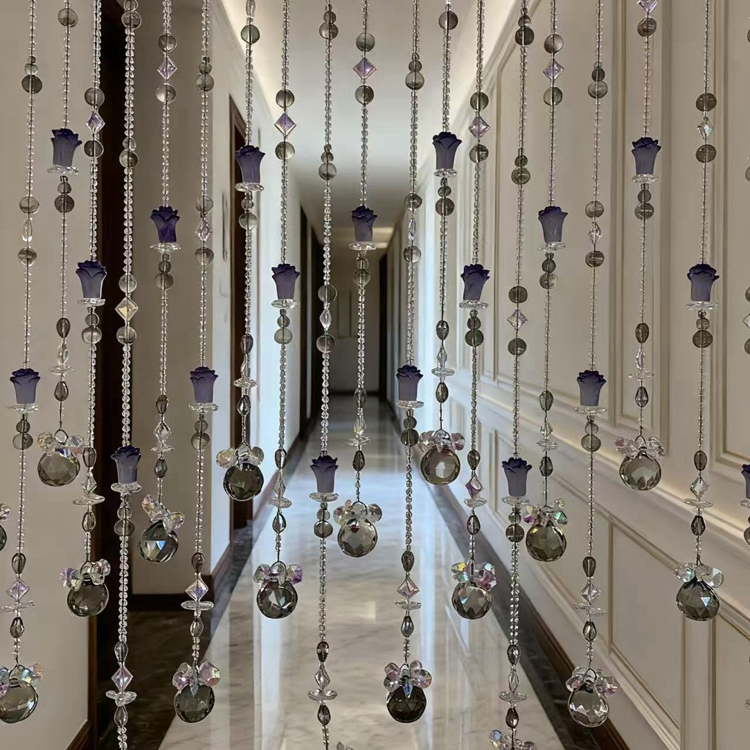 16号风生水起S9水晶珠帘隔断门帘免打孔适用于客厅卧室卫生间装饰