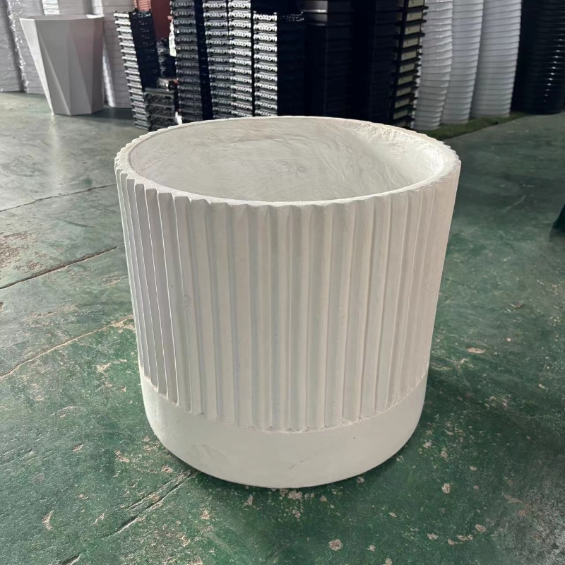 镁泥氧化镁盆绿植盆栽简约阳台客厅落地创意网红圆形方型水泥花盆