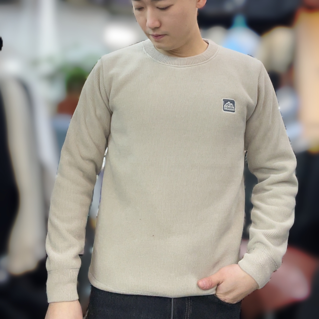 9009男士圆领加绒针织衫时尚百搭内穿