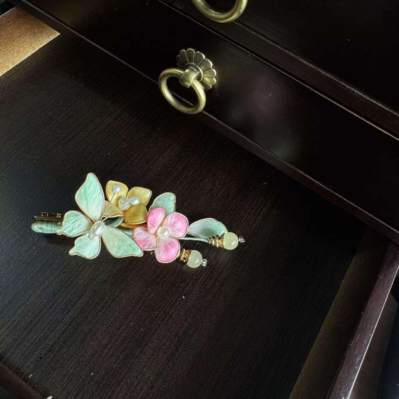 (听月专属)大麦吖古风发饰汉服绒花发簪手工制作默认微瑕均有色差