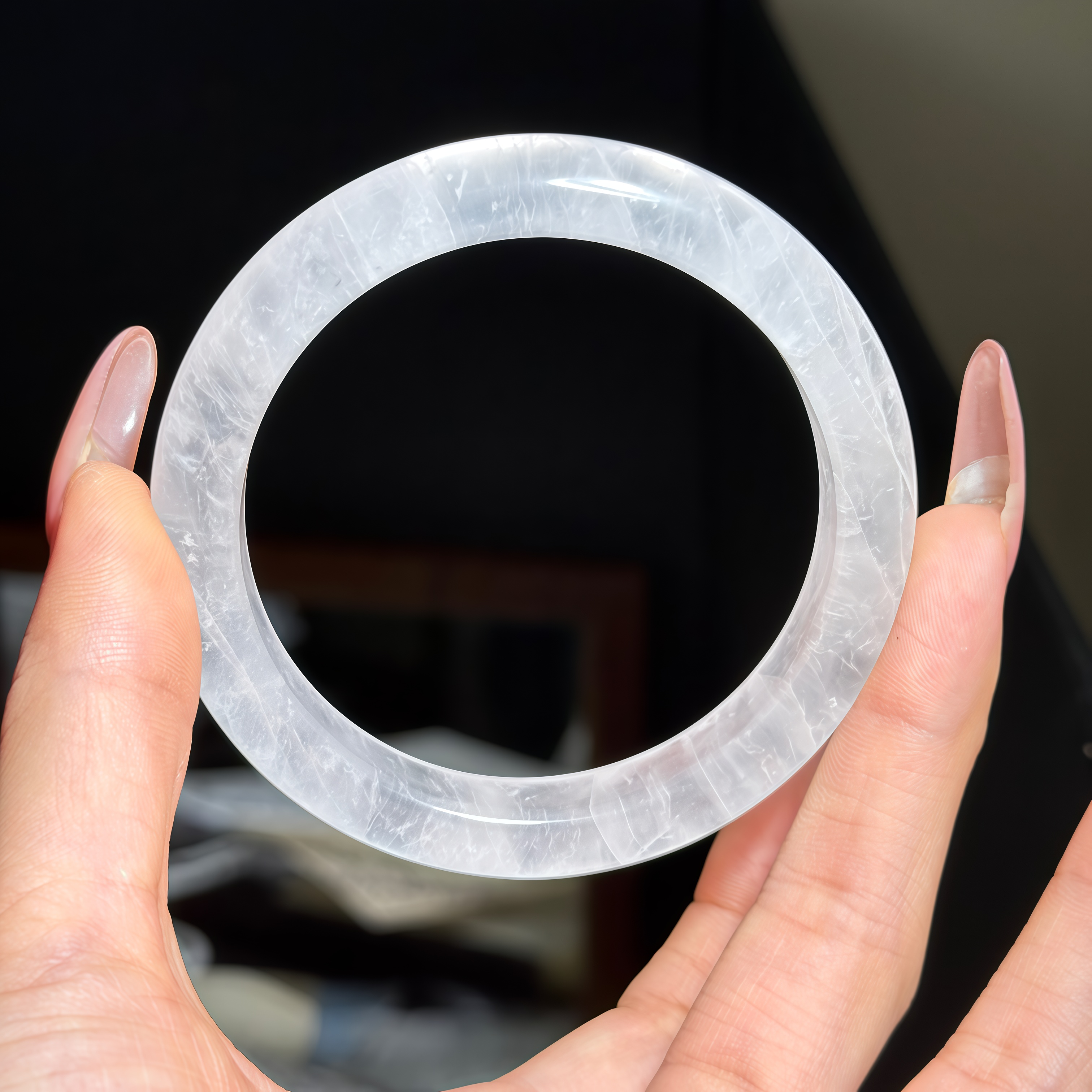 《白色恋人》天然白水晶手镯多样性发其一sj0062