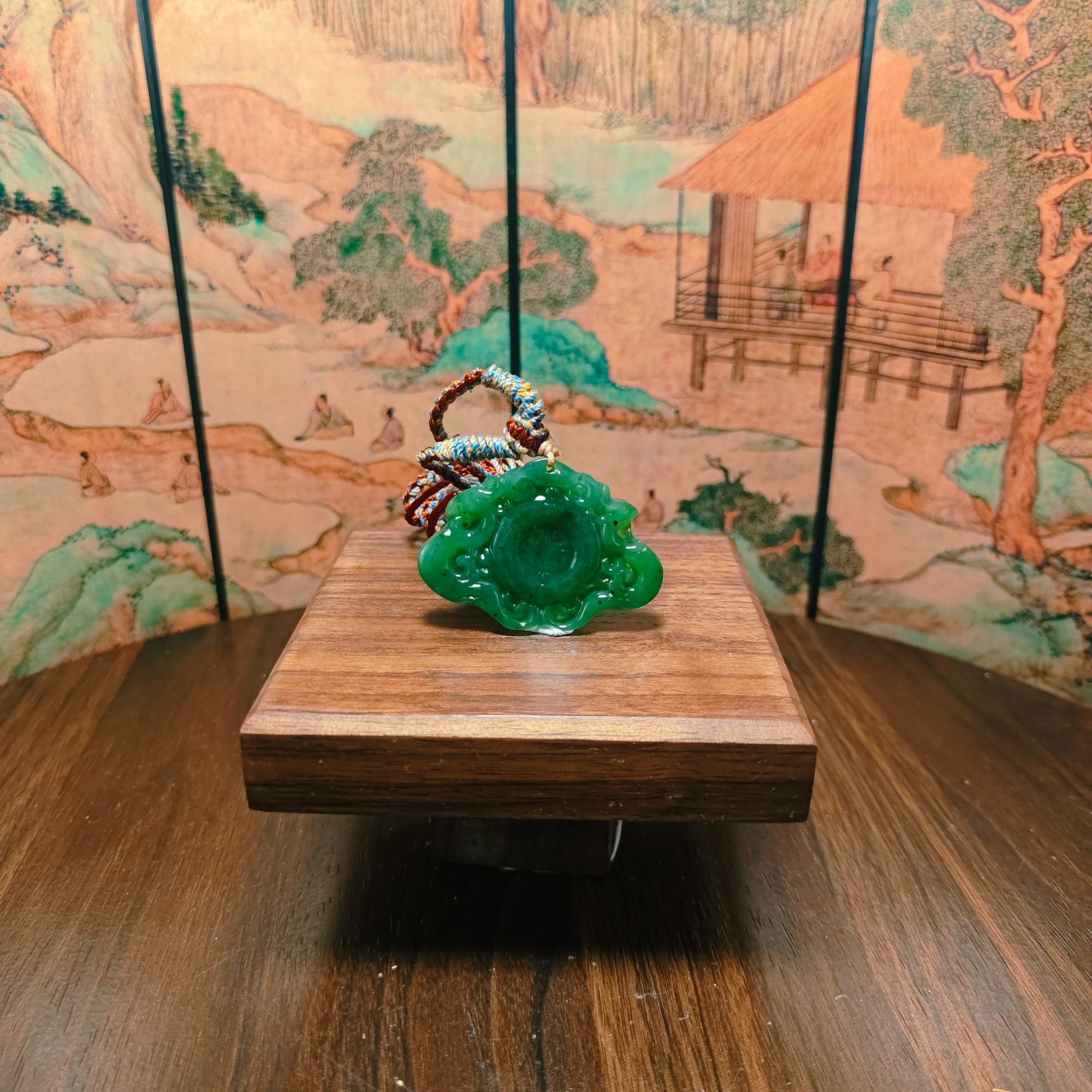 G和田玉碧玉双龙送福吊坠0483