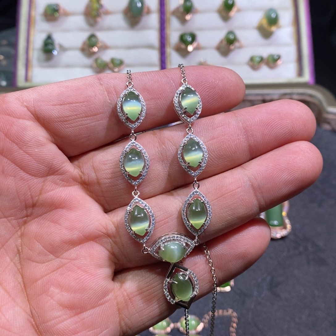 和田玉（碧玉）项链银S925镶嵌