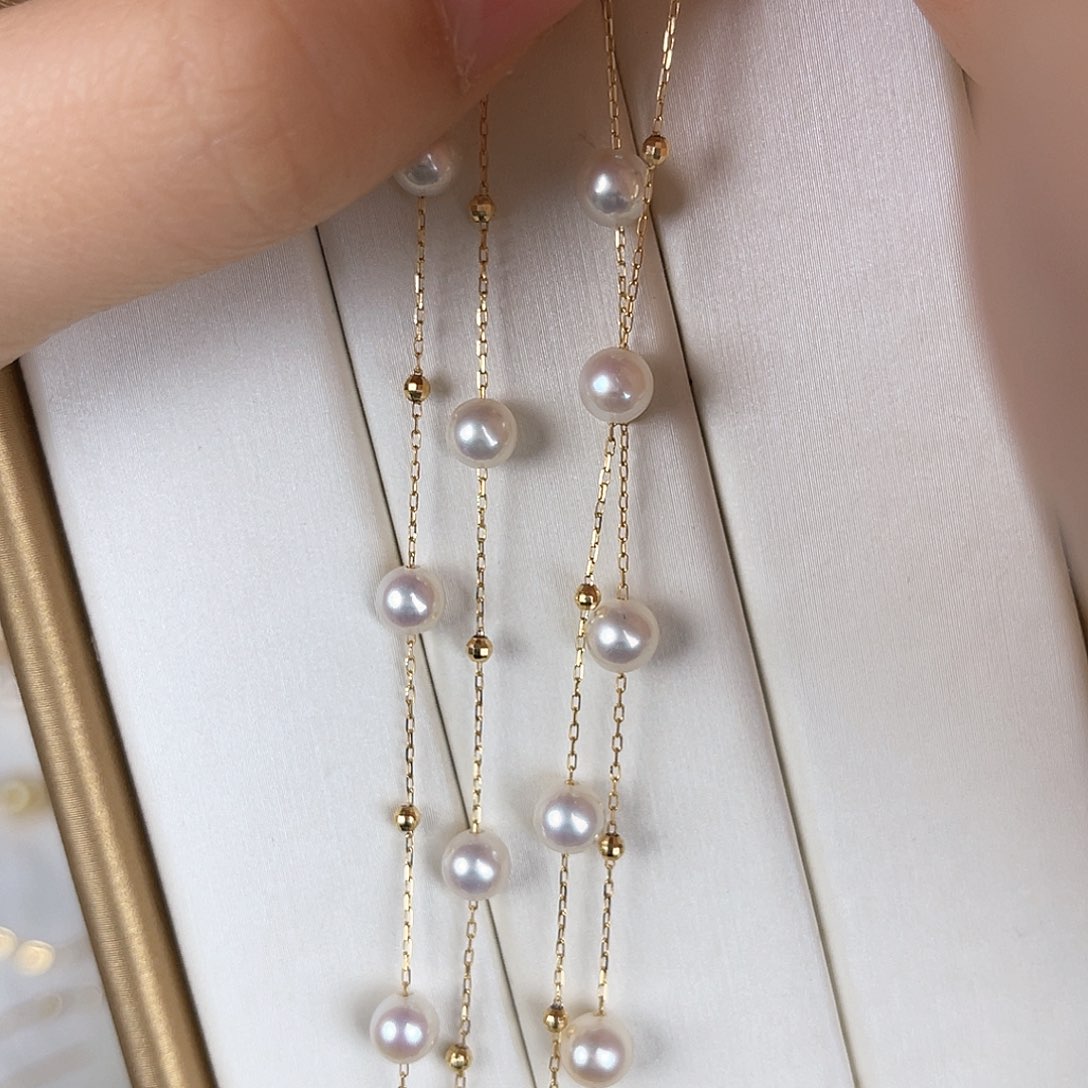 淡水珍珠颈饰18K金镶嵌