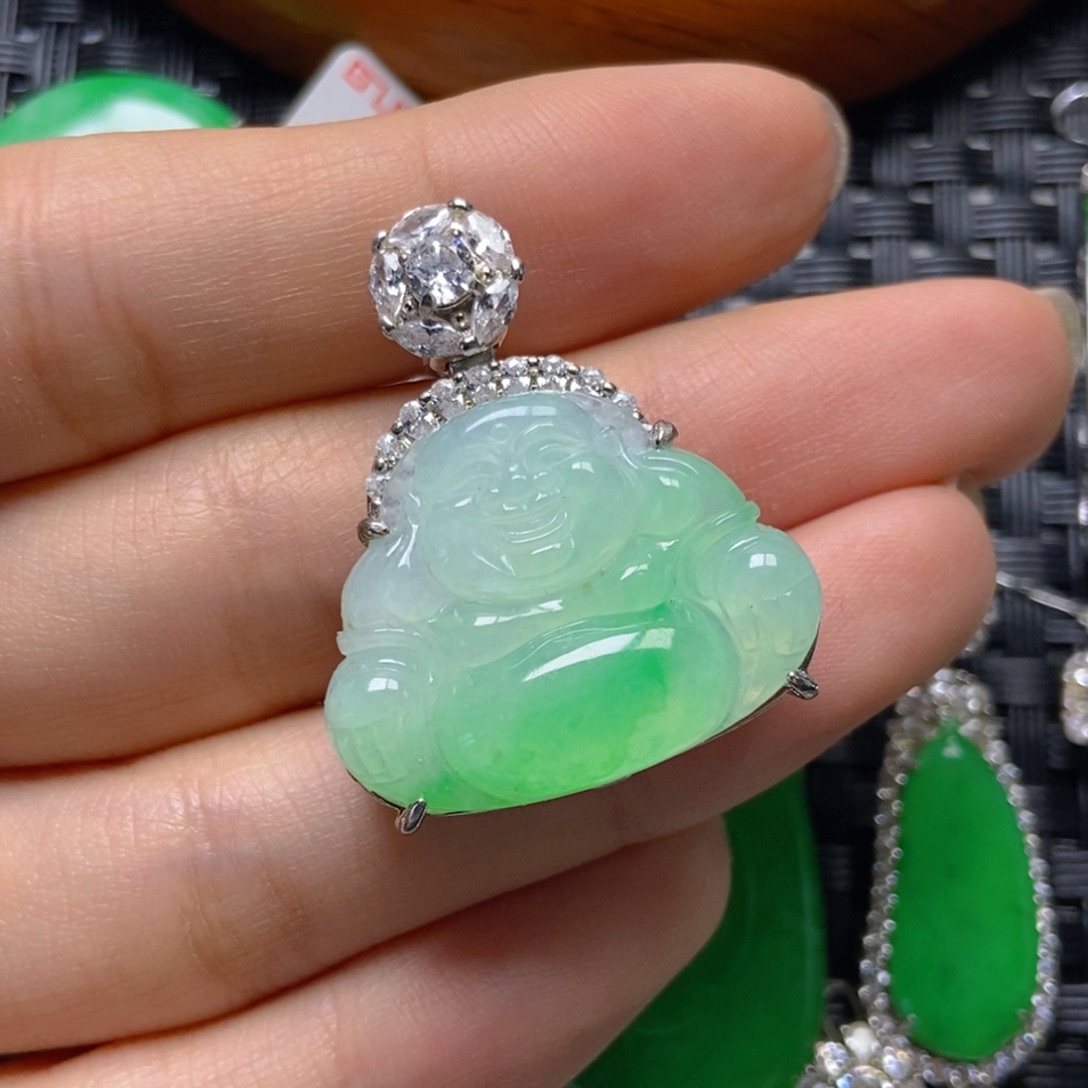 颈饰银S925镶嵌翡翠