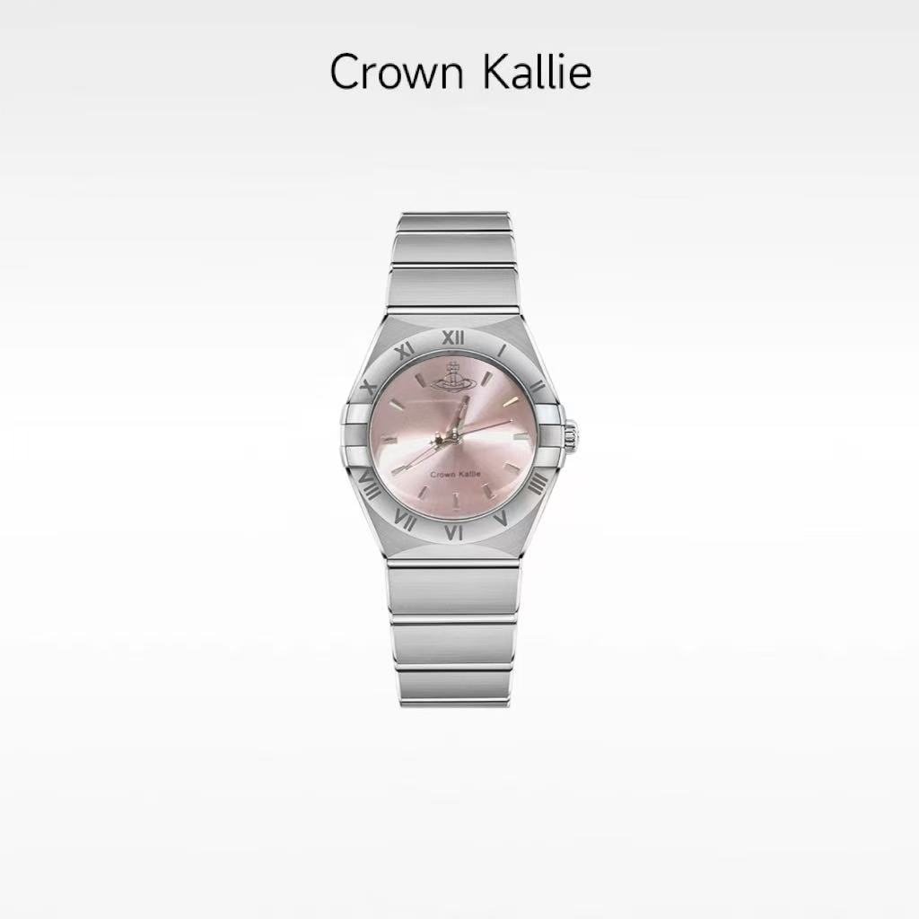 Crown Kallie-西太后同款正品手表女士粉星座背透飞轮腕表ck8132