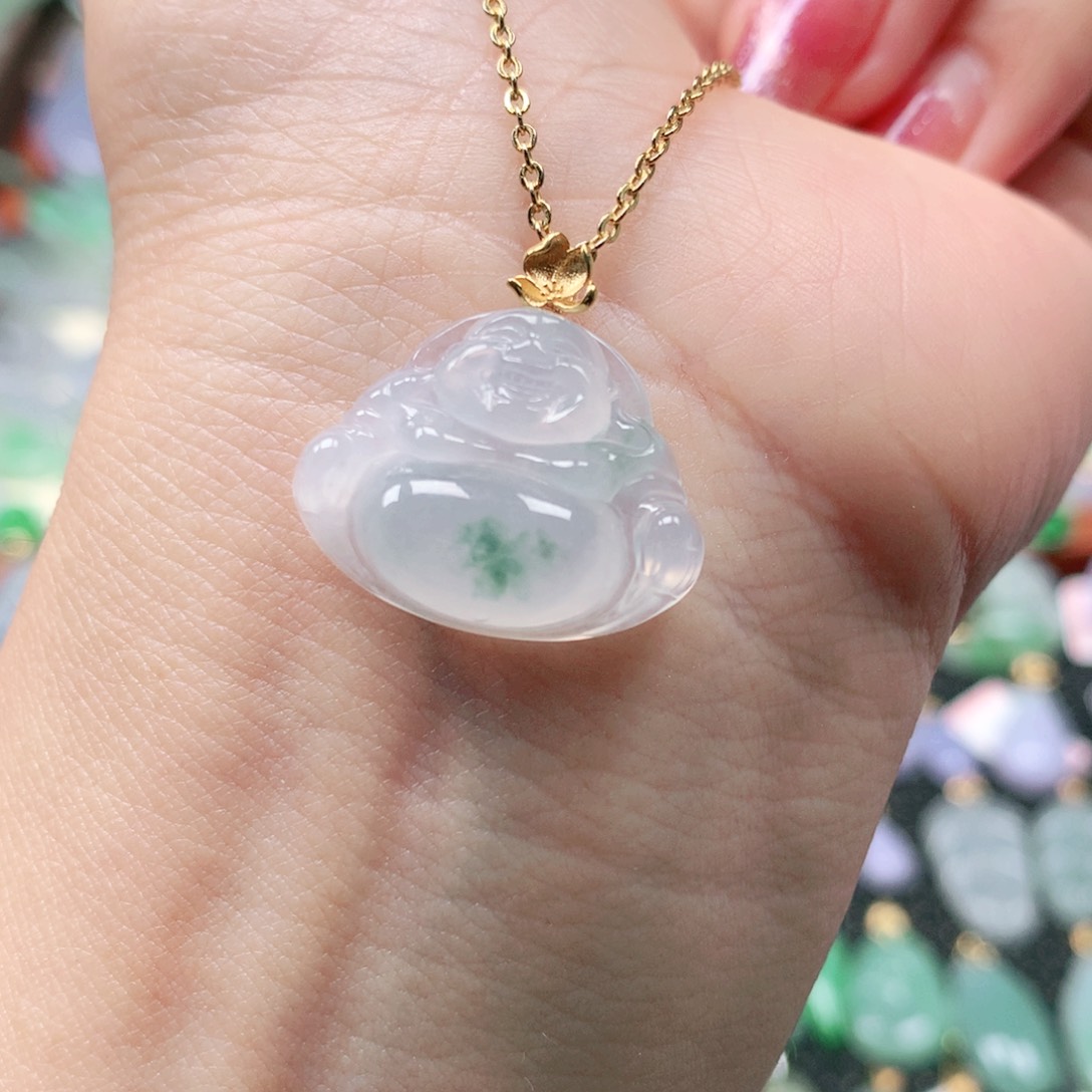 吊坠(不含链)18K金镶嵌翡翠