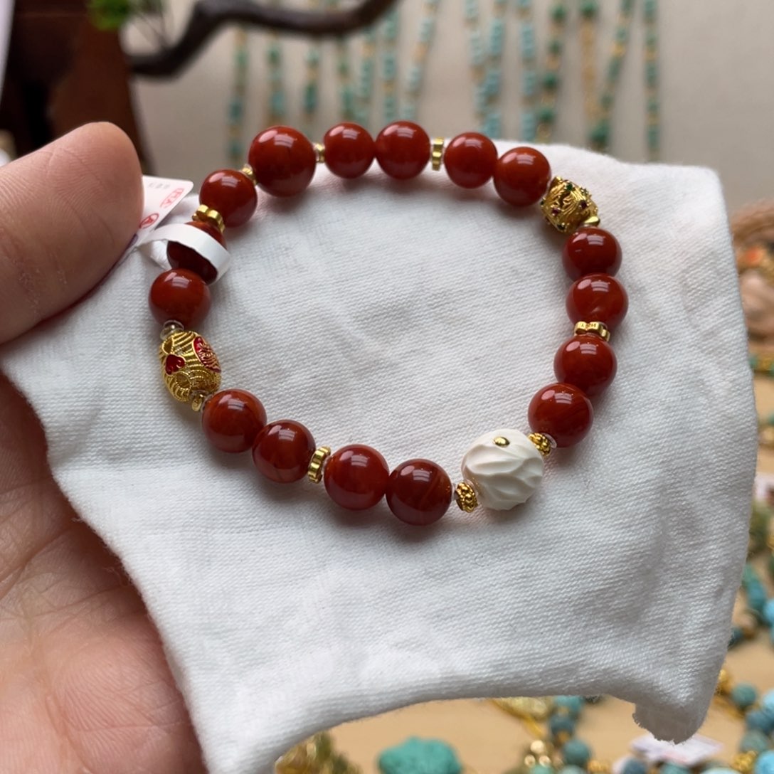 南红玛瑙手链银S925镶嵌