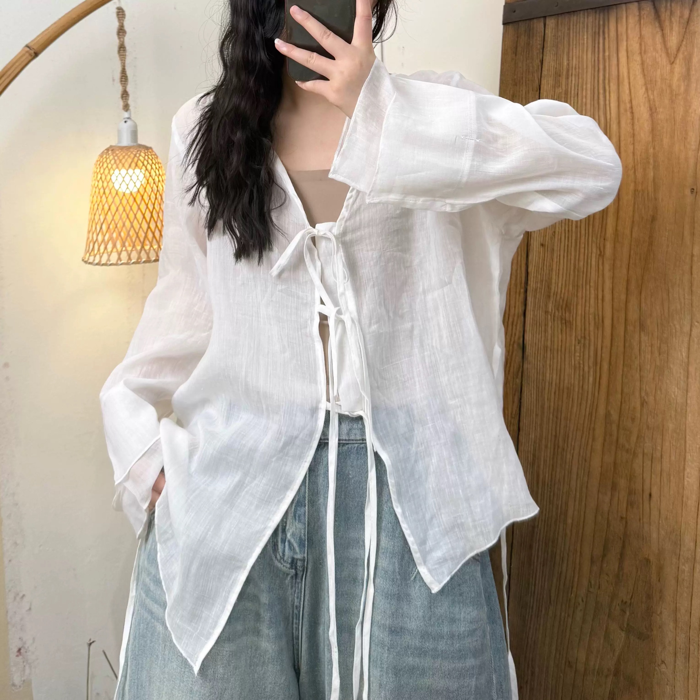 【如初】2025新款苎麻系带开衫小众设计款上衣