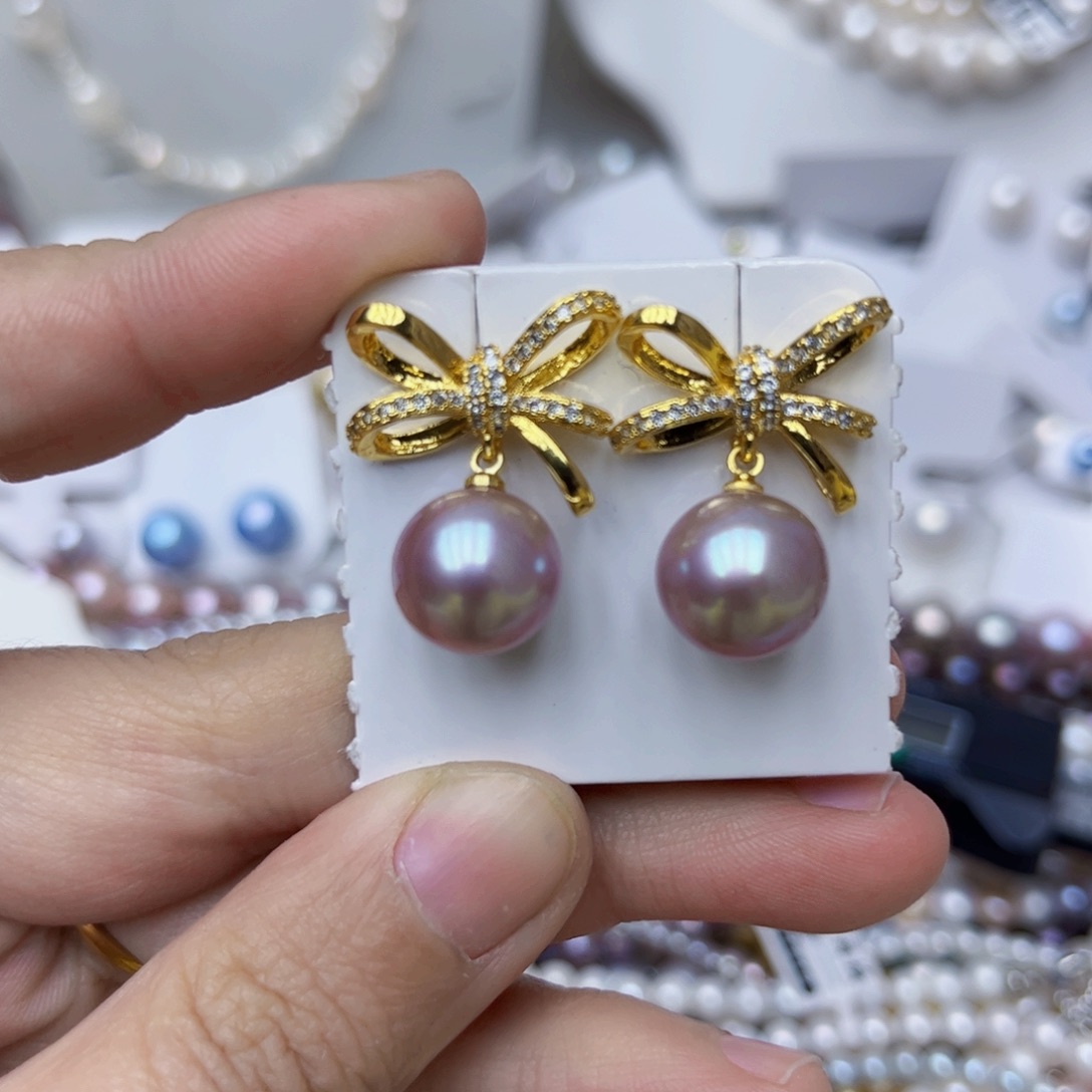 淡水珍珠耳饰银S925镶嵌