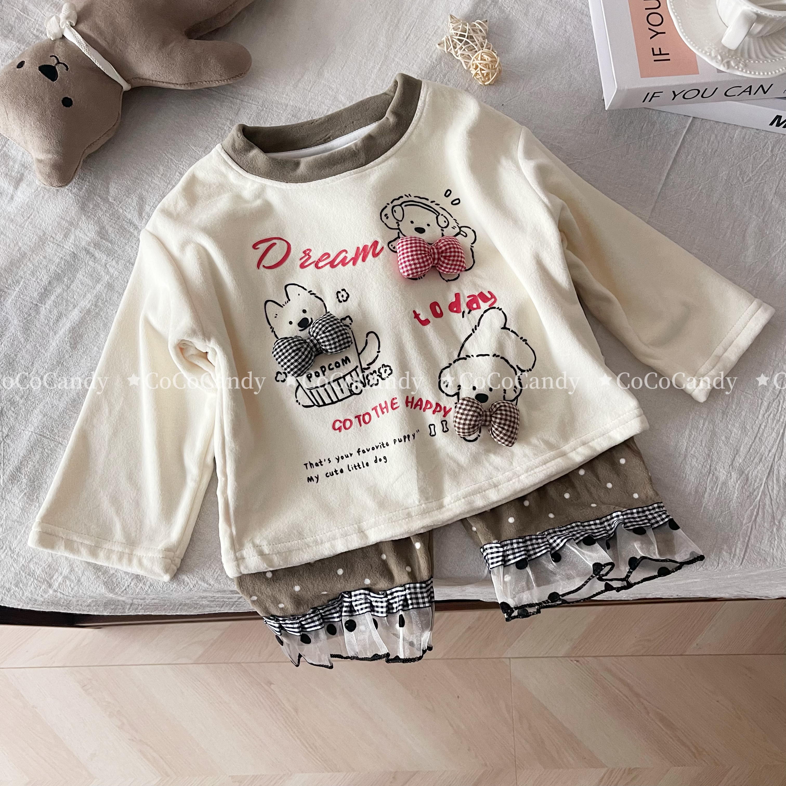 25秋冬新品女宝韩系爆款*超级软糯*加绒家居服睡衣套装8295