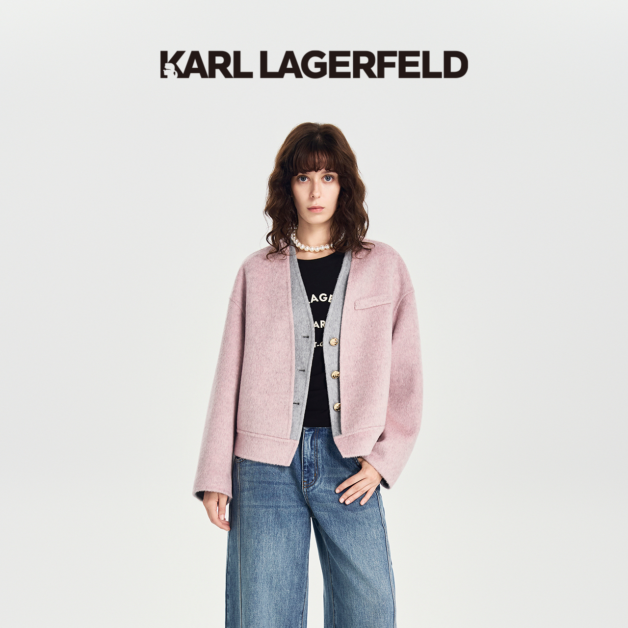 【李老板专属】KARLLAGERFELD假两件羊毛外套M27E1528