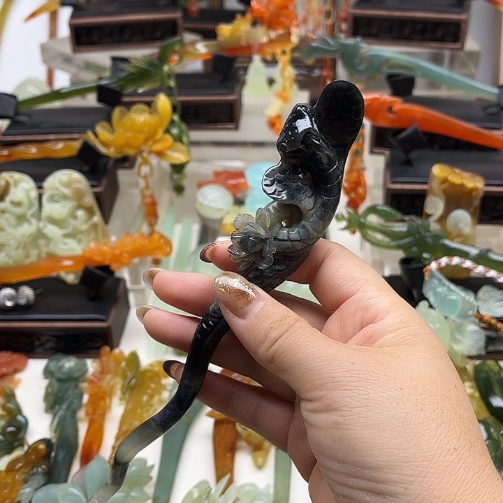 蛇纹石玉岫玉发簪未镶嵌