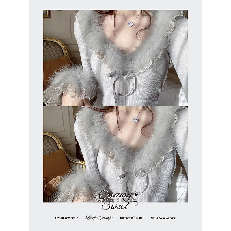 法式高级感蕾丝花边长袖连衣裙秋冬季新款收腰显瘦长裙子女#8172