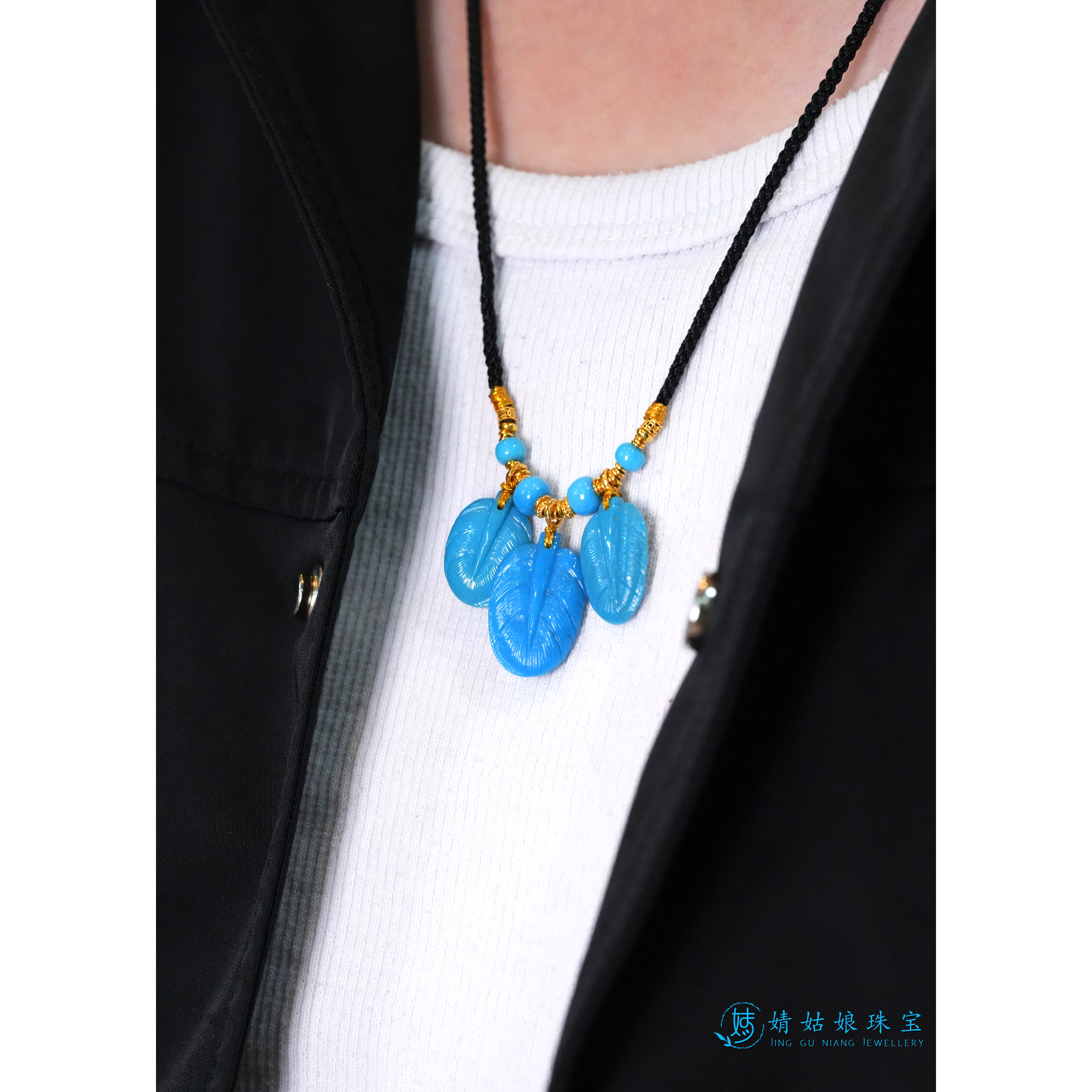 【婧婧精选】 藏品 · 18K原矿绿松石羽毛项链 ≈12MM+ 多样性发