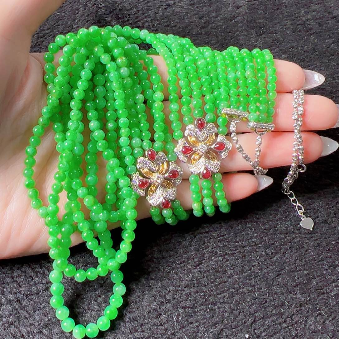 翡翠颈饰18K金镶嵌签收后24小时鉴赏期，过时不退