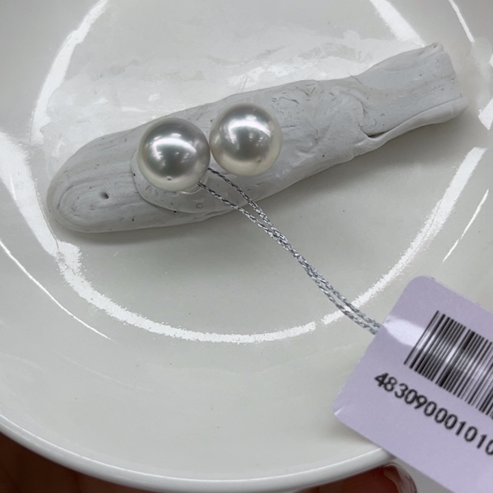 银S925镶嵌耳饰海水珍珠9mm