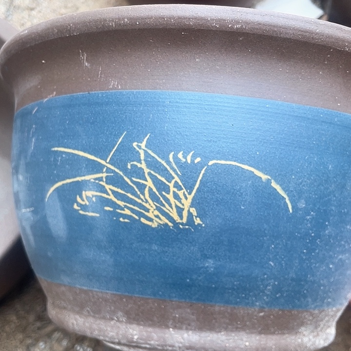 紫砂25蓝色花盆jia p