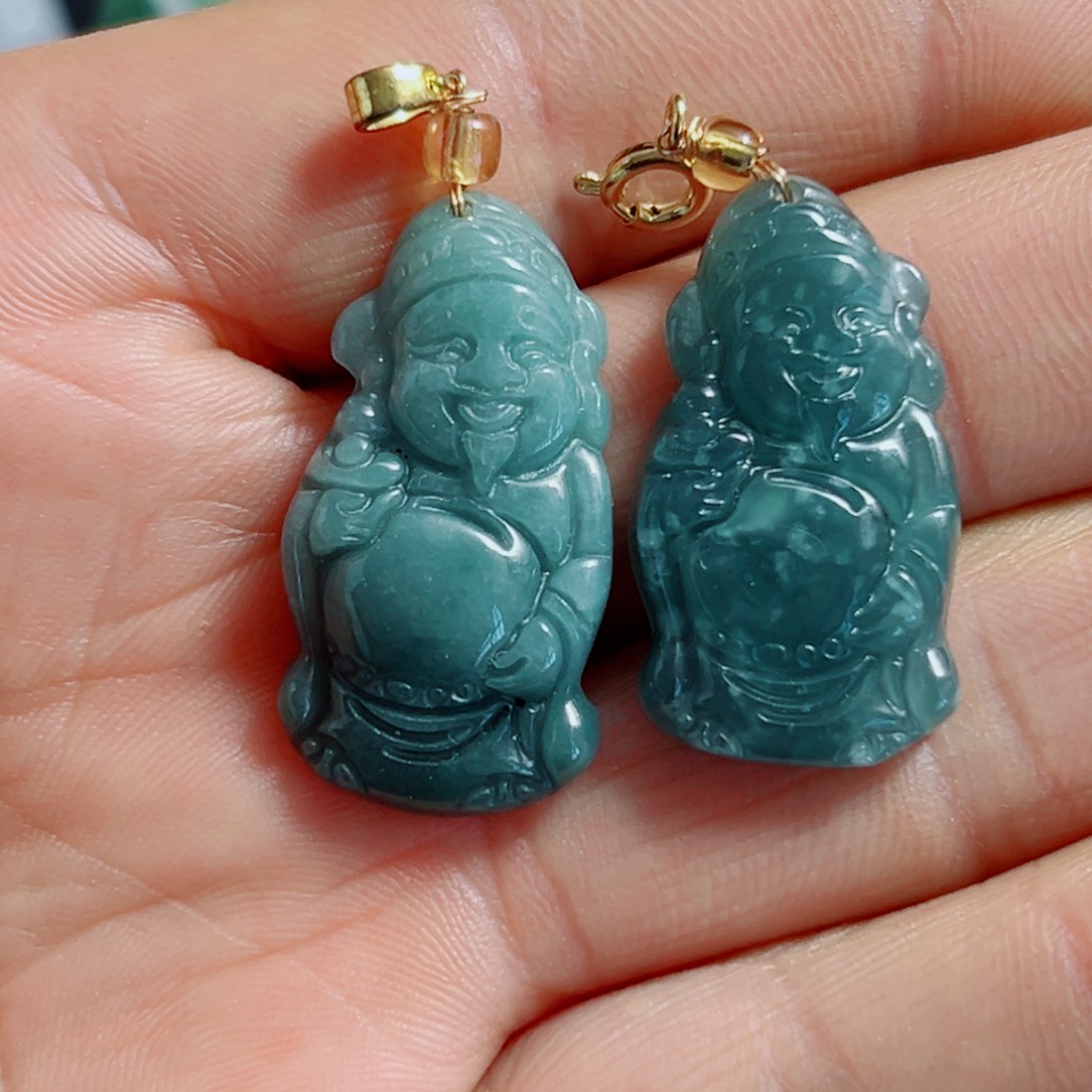 翡翠合金颈饰财神爷