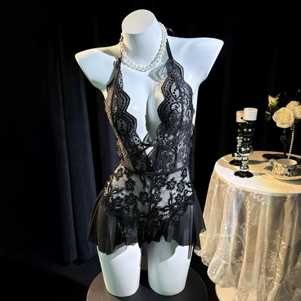 「脸红日记」性感纯欲女睡衣露背吊带裙蕾丝睡裙