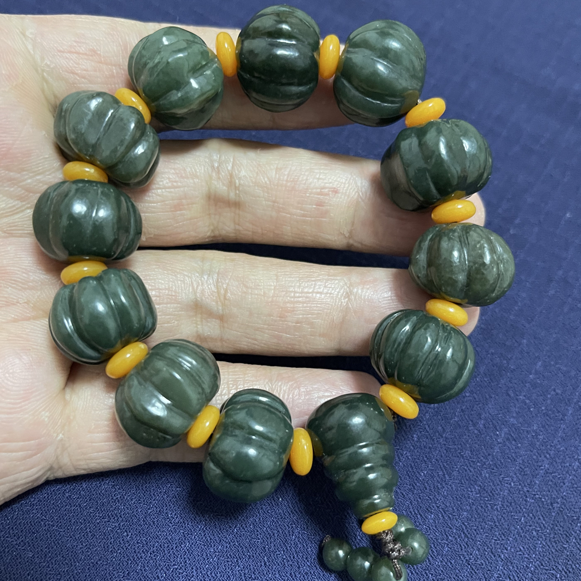 和田玉福瓜吉祥如意手串