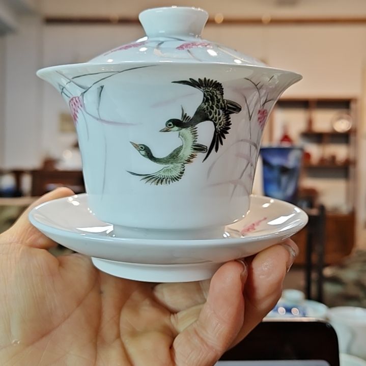 星**海景德镇手工手绘盖碗