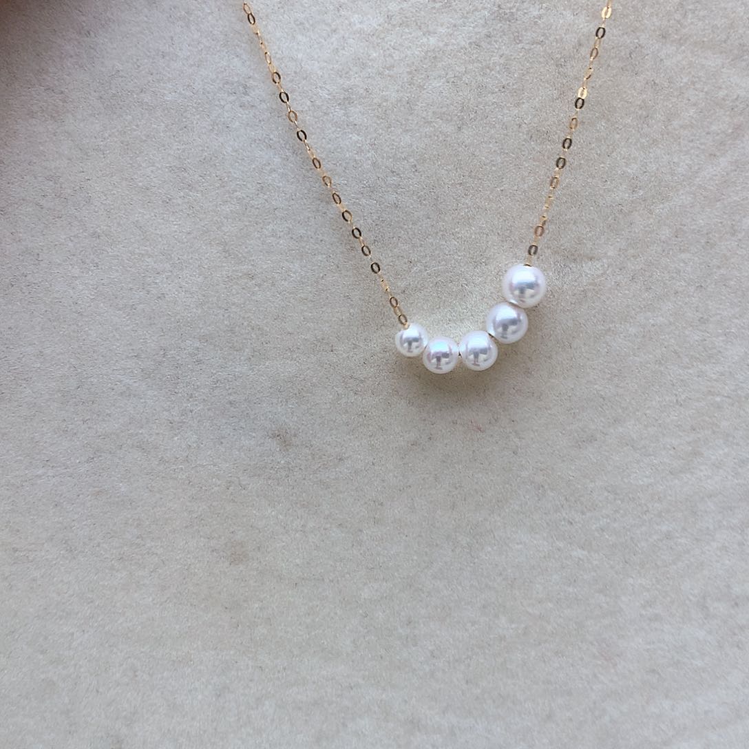 淡水珍珠4-5mm 微笑18K金镶嵌