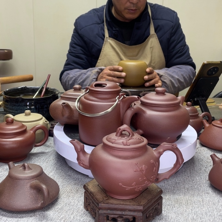 紫泥茶壶梅花报春450C半手工