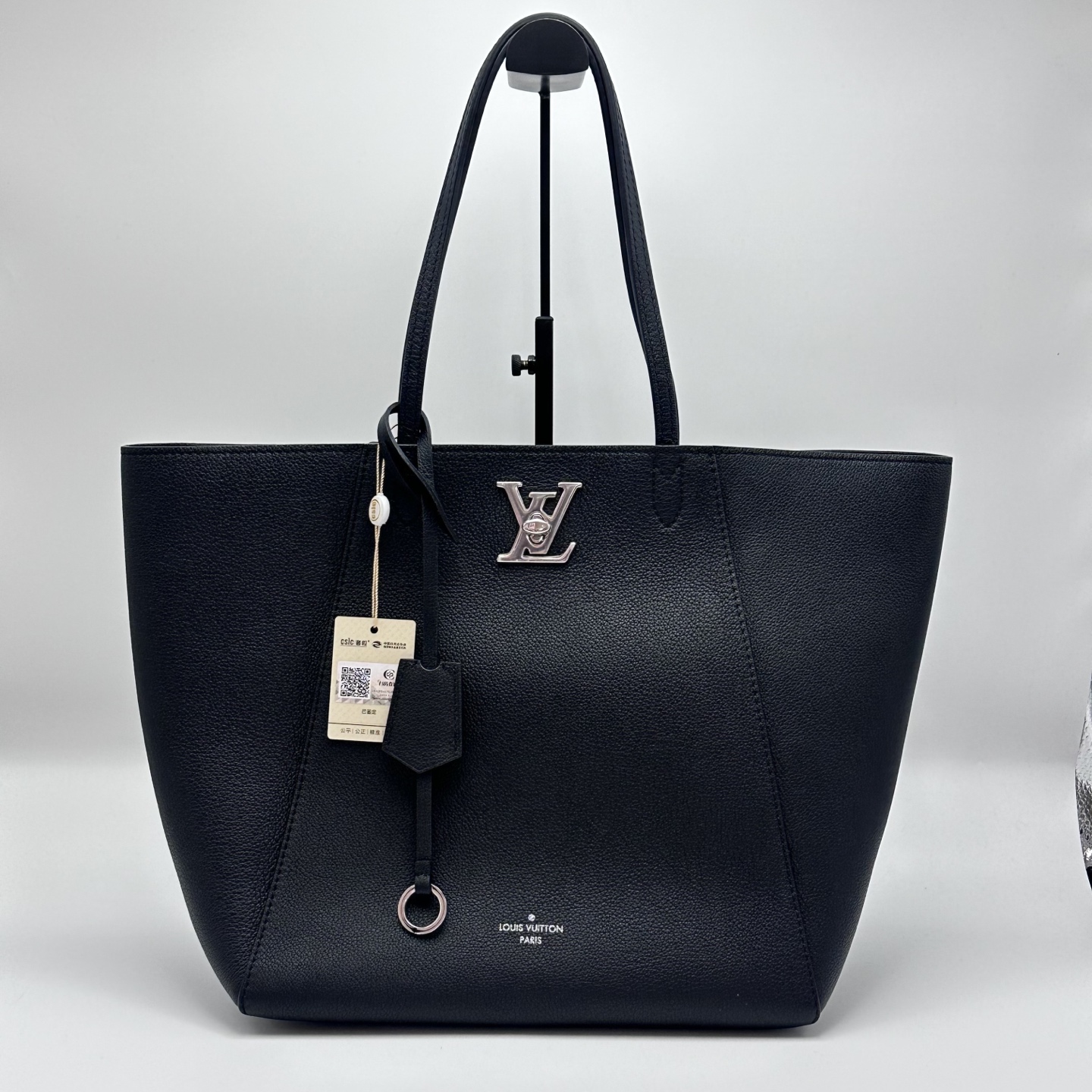 95新 LouisVuitton/路易威登 黑银Lockme托特手提单肩斜挎包01322