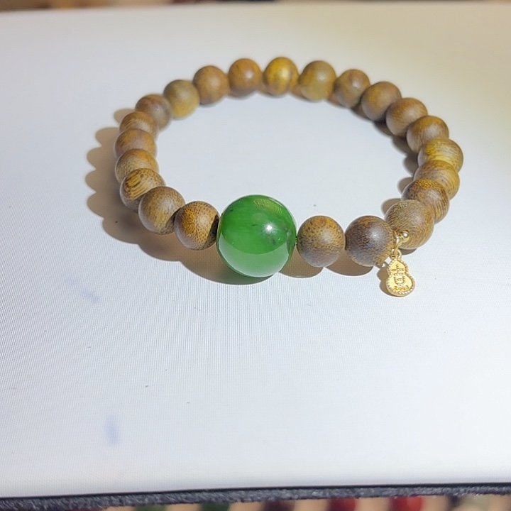 和田玉（碧玉）银S925镶嵌手链