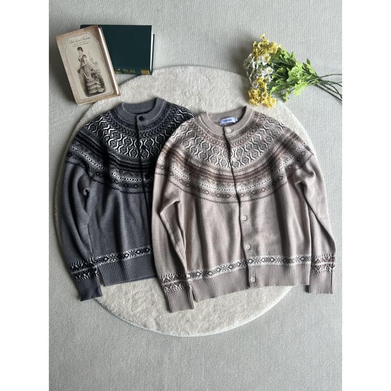 A870 费尔岛毛衣针织开衫秋冬保暖百搭老钱风