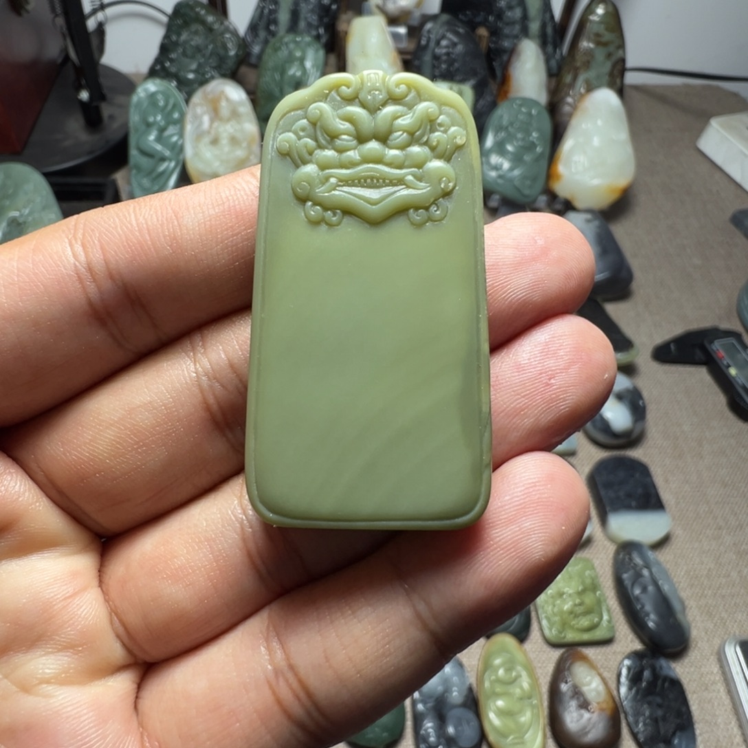 和田玉未镶嵌挂件无事牌