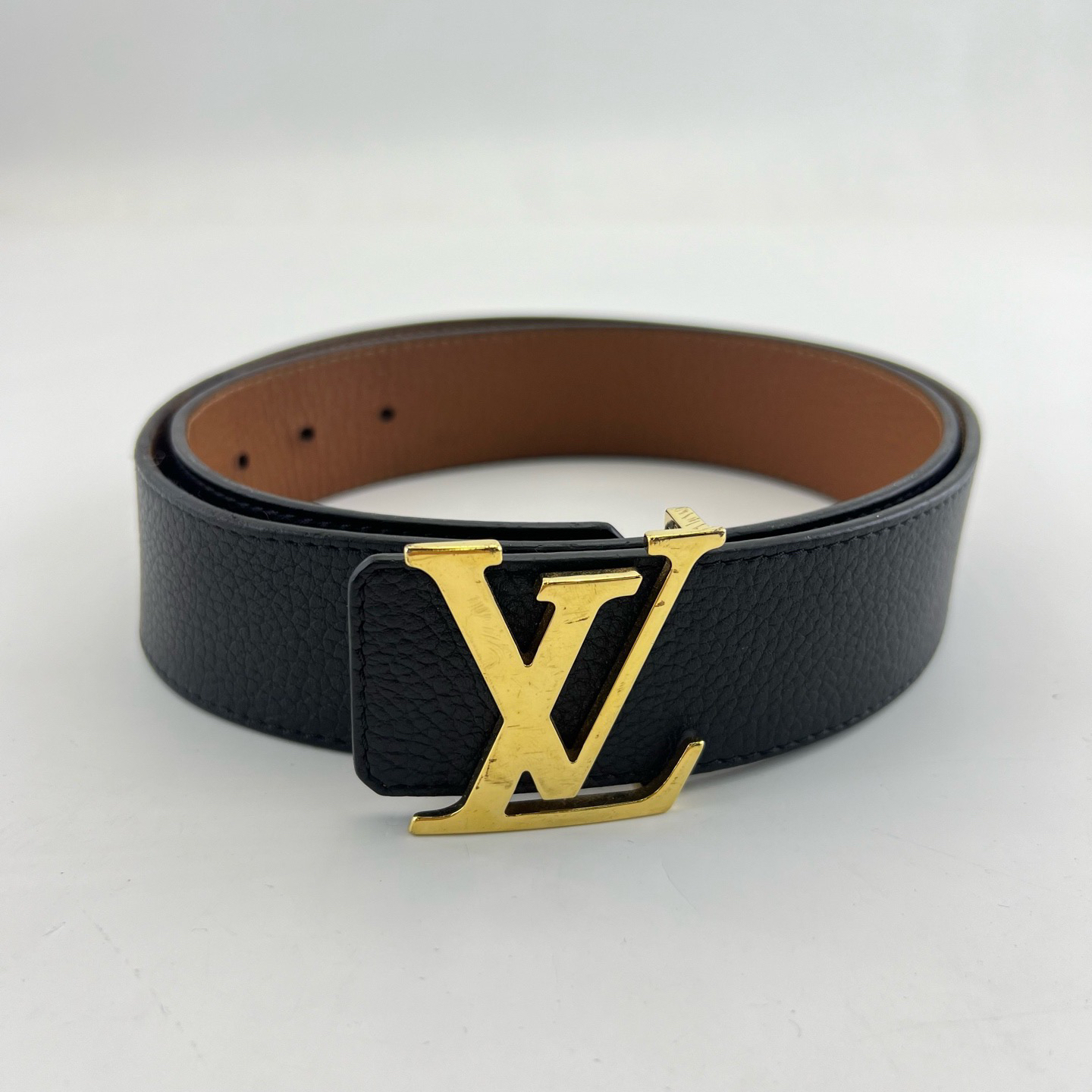 95新 LouisVuitton/路易威登 90cm×4cm/黑色金扣腰带/15670281