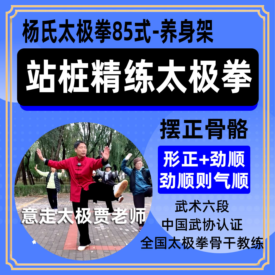 站桩精练杨氏太极拳85式意走太极贾老师（留意短信授权看课）