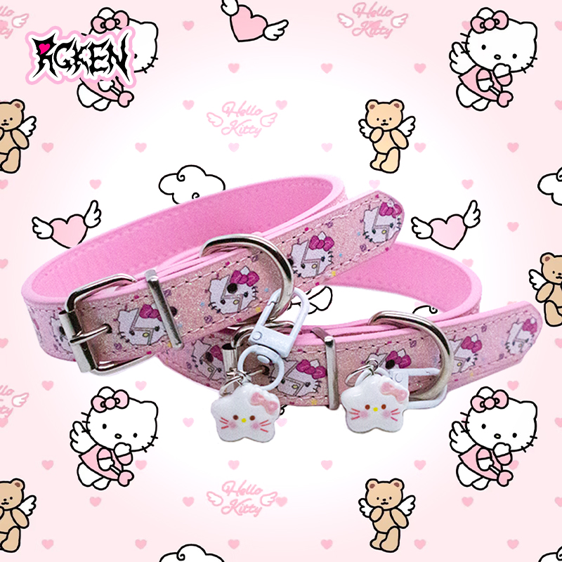 RGKEN如果可能 KT小猫咪皮质女粉色choker