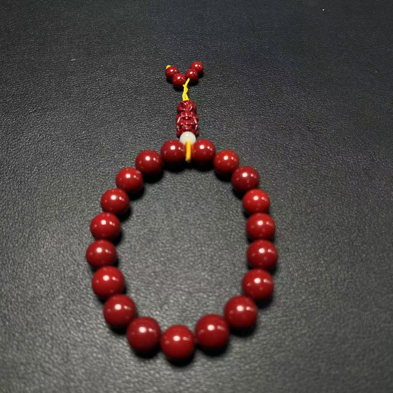 天然辰砂《边境高订》朱砂单圈手串A18