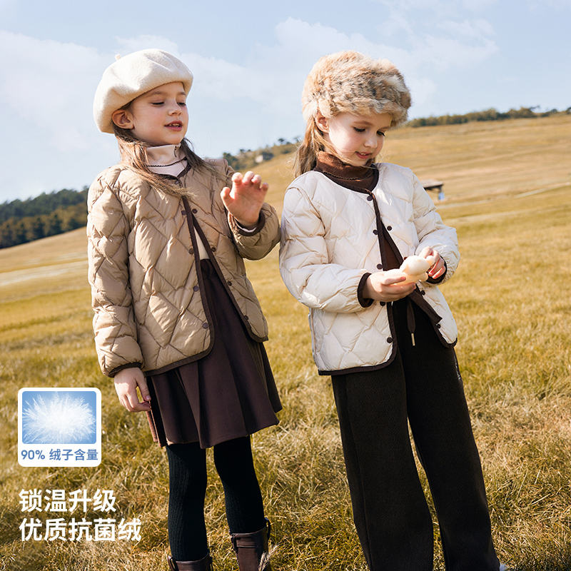 儿童轻薄羽绒服女秋冬季中大童宝宝短款外套童装女童保暖棉袄外穿