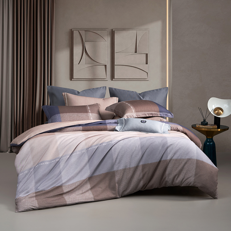 梦洁家纺纯棉磨毛印花四件套：摩登都市深睡