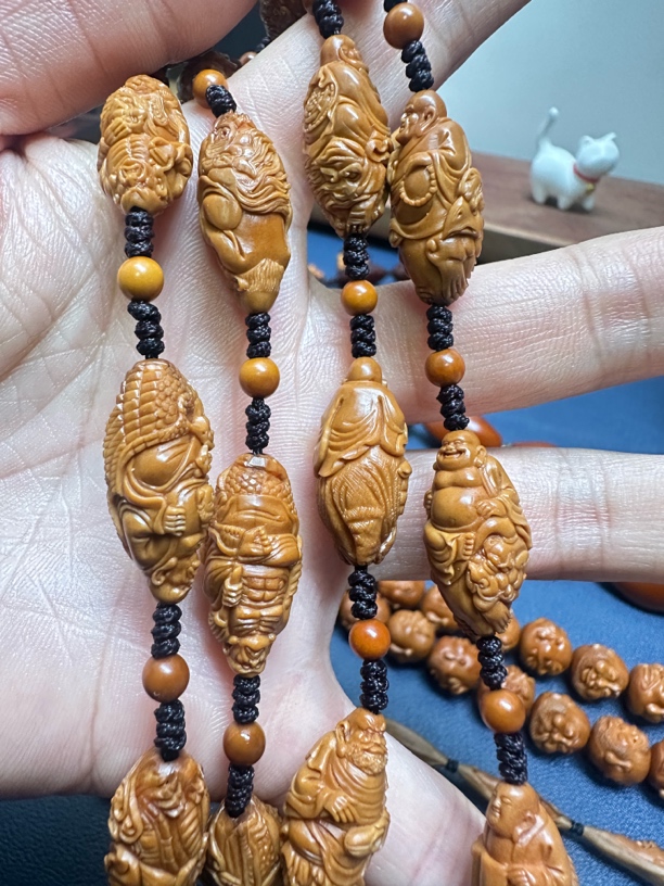 苏州舟山核雕橄榄核雕刻长串脖挂十八罗汉1.1小籽