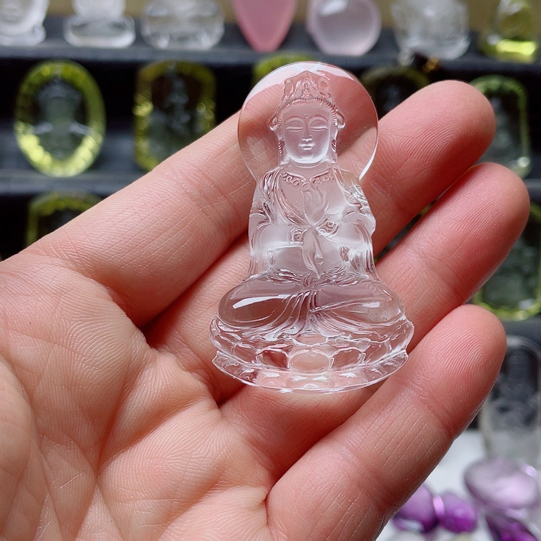 水晶颈饰未镶嵌鸿****✧白水晶大师精工观音吊坠