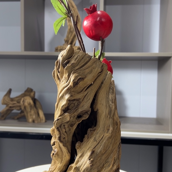 木石榴木原木花瓶摆件