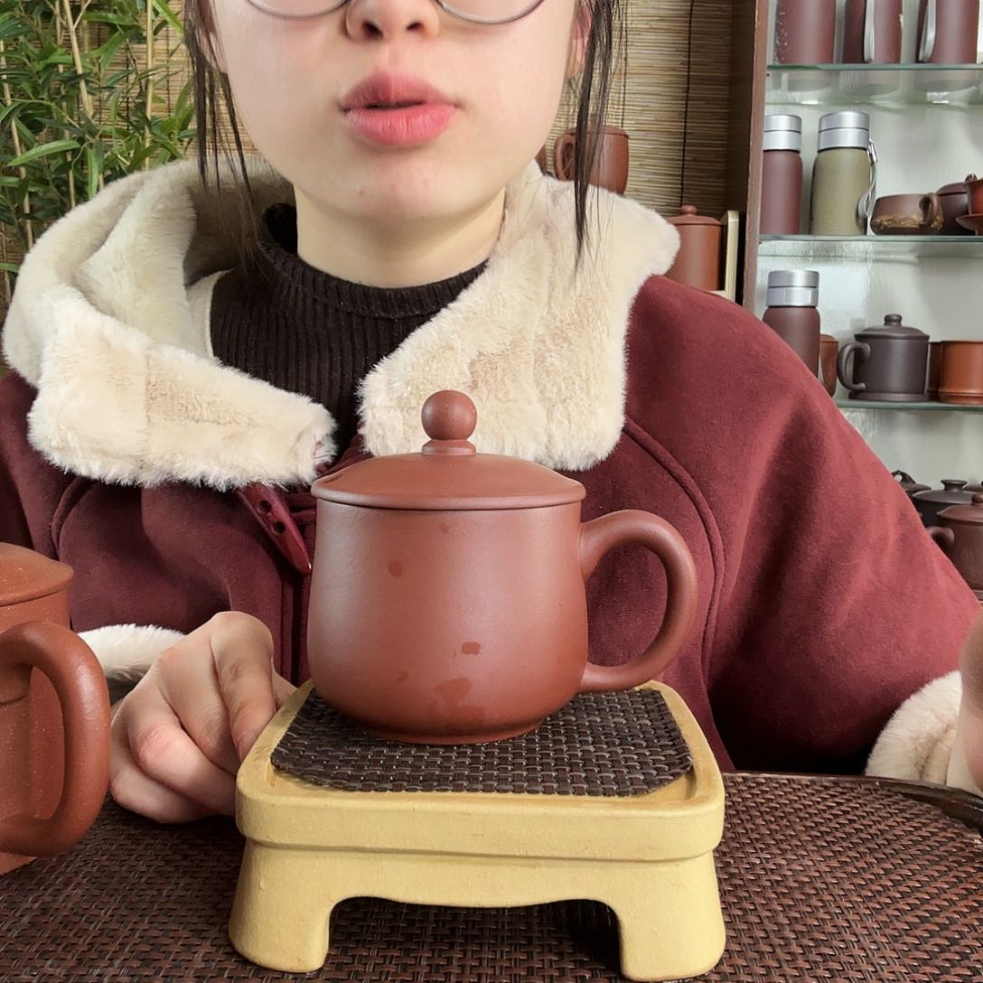 紫砂茶杯原矿共生矿紫泥小龙蛋办公杯没礼盒300CC
