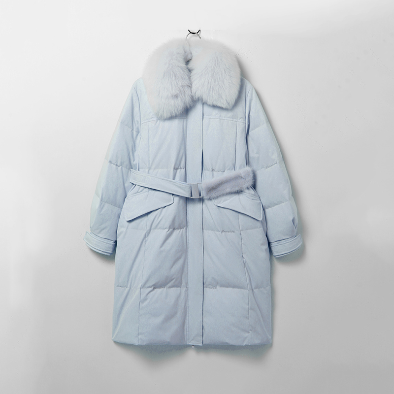 Z053水貂毛拼接长款羽绒服（北）（默认不含配饰）