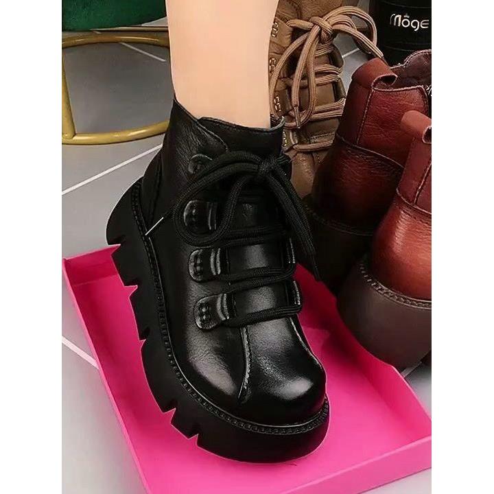 厚底马丁靴女2025新款春秋百搭显瘦单靴松糕底英伦风平底短靴