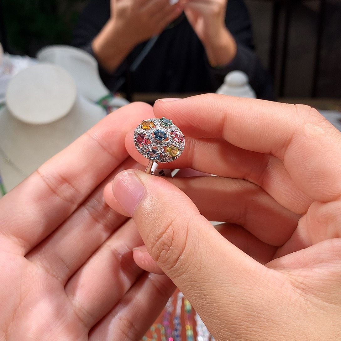 银S925镶嵌戒指碧玺