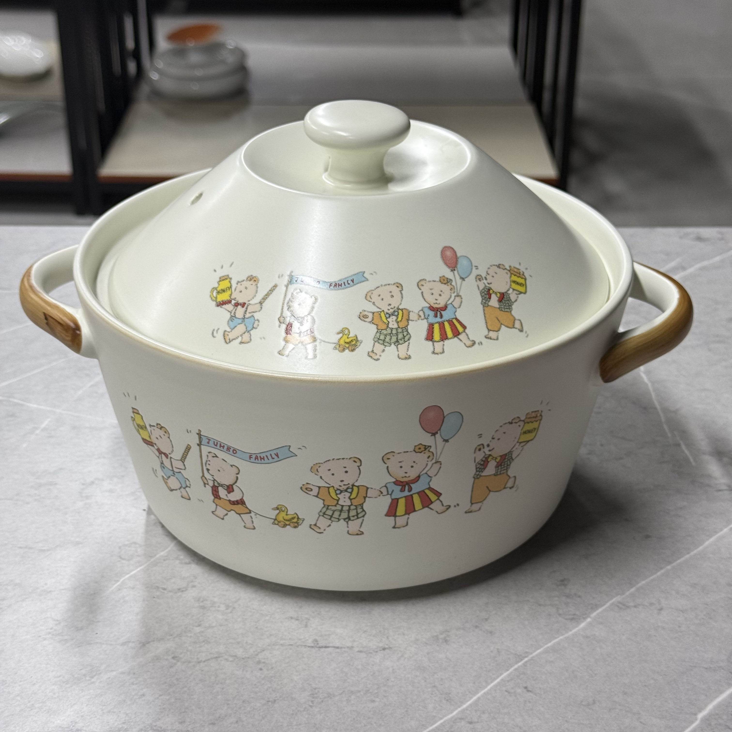 景德镇珍宝砂锅2614塔吉锅彩色小熊